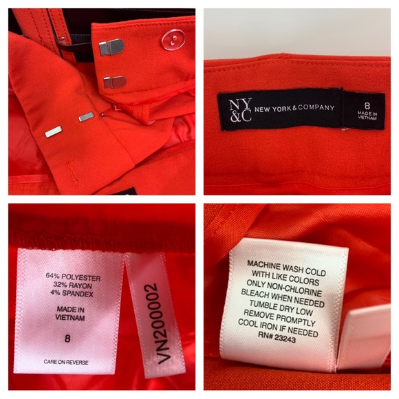 New York & Company Deep Orange Belted Pants Jogger Taper Elastic Slim Ankle - Picture 12 of 16